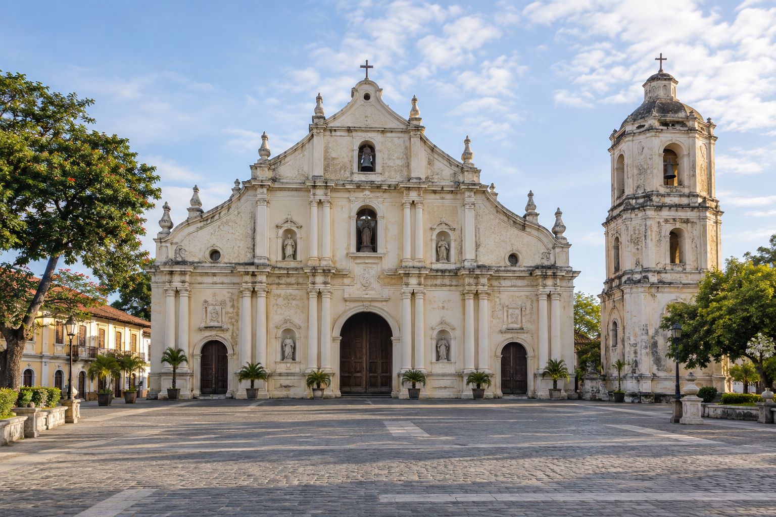 Generated illustration representing the façade of St. Paul Cathedral in Vigan.